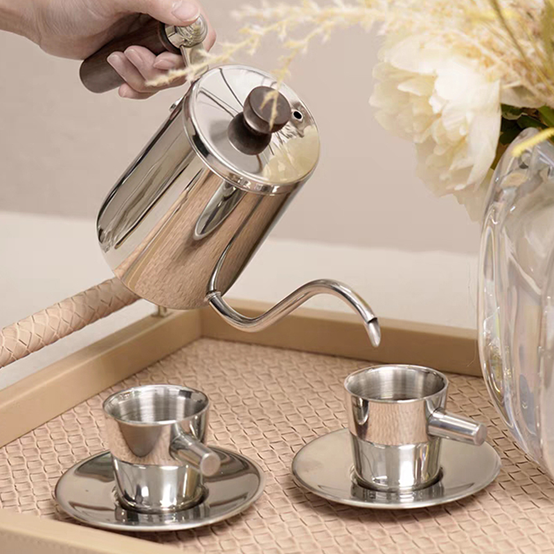 Edelstahl 304 Tropfkessel Schwanenhalskessel Griff Tropfkaffeekanne Teekanne Wasserkocher mit langem Auslauf
