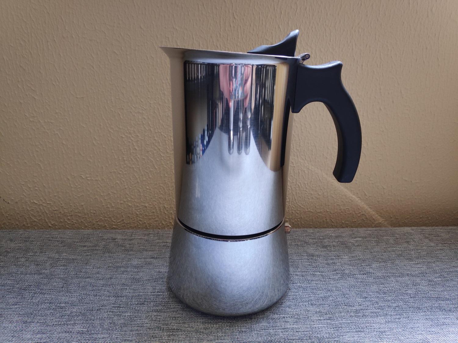 Kaffeekanne für den Herd aus Edelstahl 304, Inox 18/8, Espressomaschine, Moka-Kanne, Mokka-Kanne, italienischer Kaffee, Hitzeinduktion, erhältlich, Nylongriff