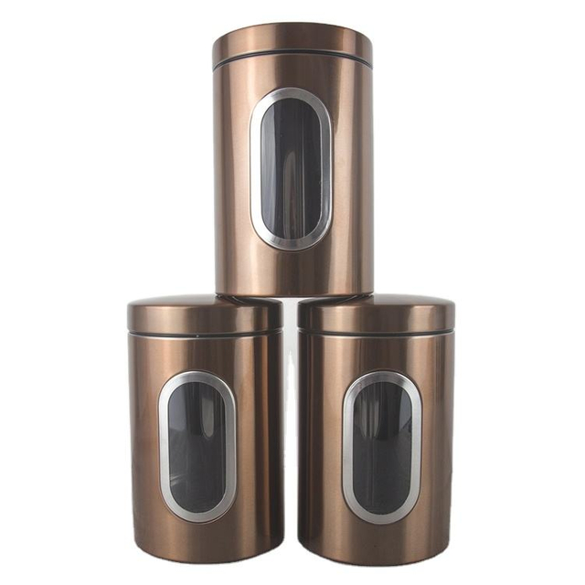 Luftdichter Metall-Edelstahl-Küchenbehälter für Tee, Zucker, Kaffeebohnen, Aufbewahrungsbehälter-Set mit Deckel