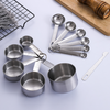 Messbecher und Löffel-Set, zum Kochen und Backen, ineinander steckbare Messbecher-Set, stapelbare Metall-Messlöffel