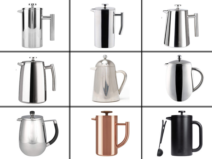 French-Press-Kaffeemaschine aus Edelstahl, doppelwandige Metallisolierung, Kaffeepresse und Teebereiter, leicht zu reinigen und leicht zu drücken