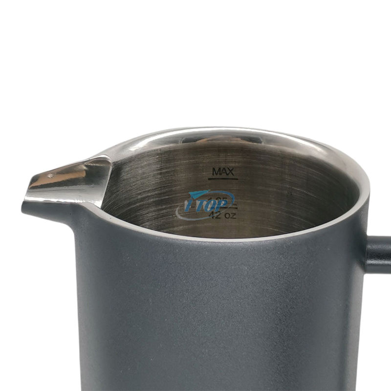French Press, klassischer Stil, isolierter doppelwandiger Kaffeebereiter aus Edelstahl, 960 ml, French Press mit gebogenem Griff
