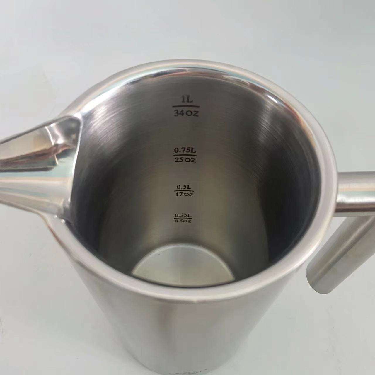 French Press, klassischer Stil, Edelstahl, isoliert, doppelwandig, 900 ml, French Press mit individuellem Logo-Thermometer
