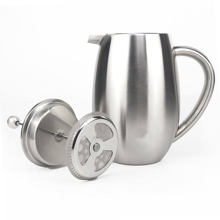 Satinierte 34-Unzen-Kaffeepresse, doppelwandiger Edelstahl, spülmaschinenfest, französische Presse