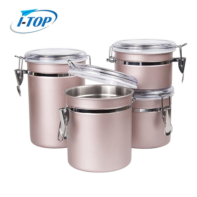 Edelstahlkanister, Tee, Kaffee, Metall, luftdichter Behälter, Sets Glas