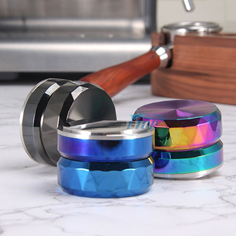 Metallic-Blau, verstellbarer Kaffeeverteiler, Basis aus Edelstahl 304 zum Glätten von Kaffeepulver, Kaffee-Nivellierer