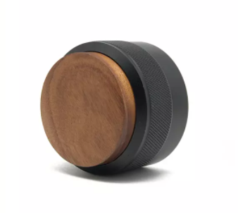 58 mm Kaffeeverteiler, Edelstahl-Kaffeeverteiler, Walnuss-Dekoration, höhenverstellbarer Kaffeeverteiler mit Holz