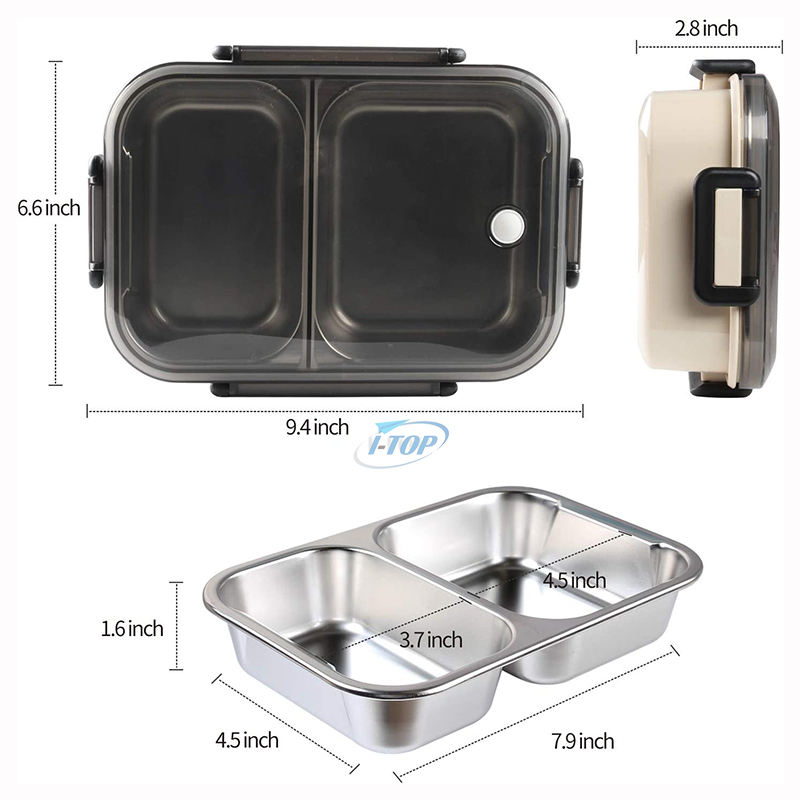 Heißer Verkauf, spülmaschinenfeste, umweltfreundliche Lunchboxen, Lebensmittel- und Snackbehälter aus Edelstahl, Bento-Lunchboxen mit 5 Fächern