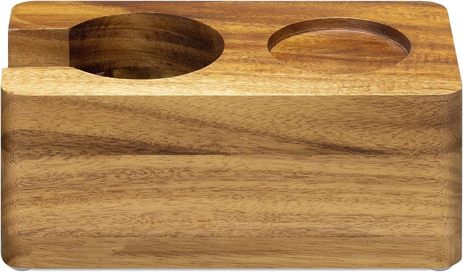 Kaffee-Manipulationsstation aus Holz – 51 mm Tamper-Halter für Espressomaschinen-Zubehör – Holz-Siebträgerständer für Coffee Shop
