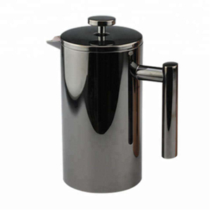 French-Press-Spiegelschwarz, klassischer Stil, Edelstahl, 960 ml, isolierte doppelwandige Kaffeemaschine, French Press mit individuellem Logo