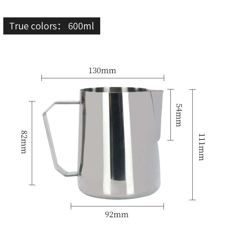 Milchkännchen, Barista, 600 ml, Edelstahl, Milchkännchen, Aufschäumbecher, Metall, für Kaffee, Espresso, dampfende Milchkännchen, Kaffeezubehör