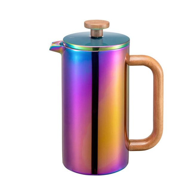 French-Press-Kaffeemaschine aus Edelstahl 304, inklusive Clip-Schaufel, fingerabdruckbeständig, doppelwandig isoliert