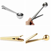 Bunter Messlöffel, lebensmittelechter Metall-Kaffeelöffel, Gold-Edelstahl-Kaffee-Messlöffel, Schaufel mit Verschlussclip