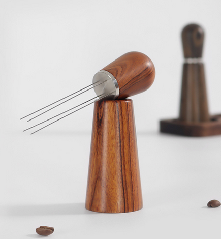 Espresso-Kaffee-Verteilungswerkzeug, Griff und Basis aus Sandelholz, professionelles Espresso-WDT-Werkzeug, Kaffeenadel-Rührer