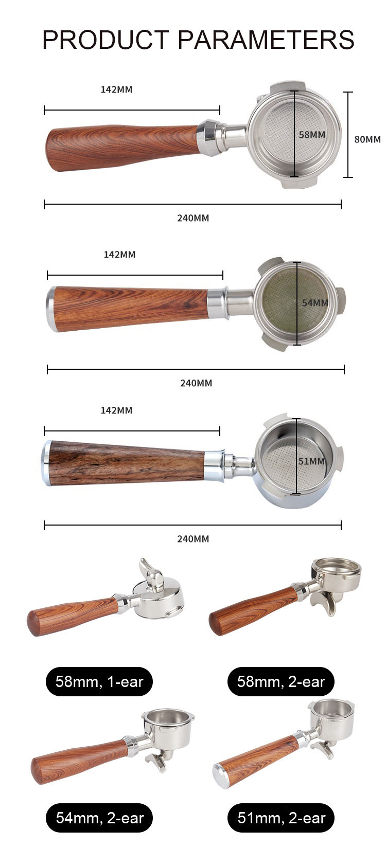 Kaffee-Siebträger-Wandhalterung, robuster Espresso-Siebträger-Wandhalter für 58 mm 51 mm Ohrhalterung