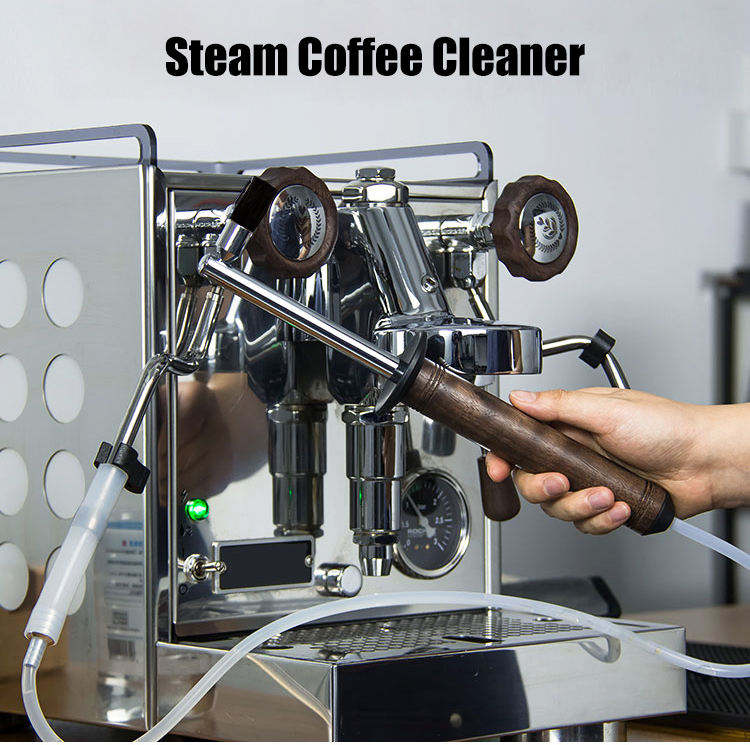 Halbautomatischer Kaffeemaschinenreiniger, Kaffeemaschinen-Reinigungsbürste, Dampfbürste, Aluminium-Dampfreinigungswerkzeug, Nylon-Kaffeebürste