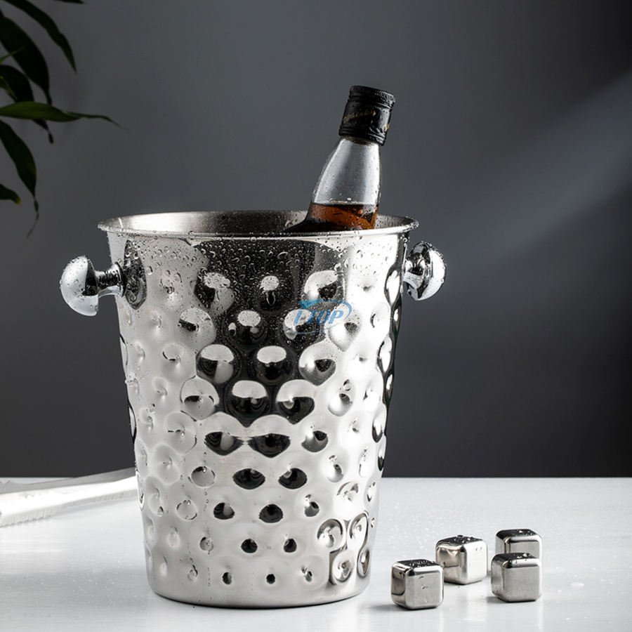 Großhandel 4L Silber Weinkübel Kühler Metalleimer Verzinkter Eiskübel für Camping