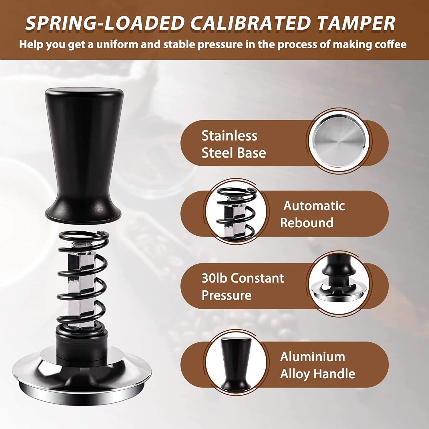 Espresso Tamper Kaffeeverteiler Tamper Espresso Rührer Holz Kaffee Tamper Station Espresso Tamping Matte kompatibel mit 58 mm