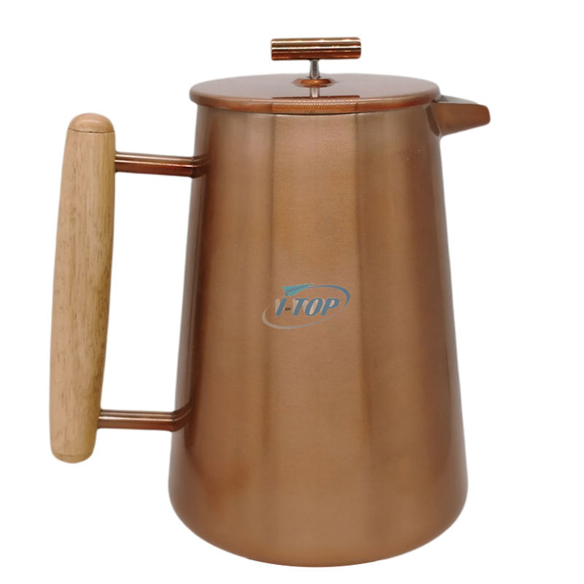French-Press-Kaffeemaschine aus Edelstahl der Güteklasse 304, 1 Liter, mit 4-stufigem Filtersystem, doppelwandige Kaffeepresse