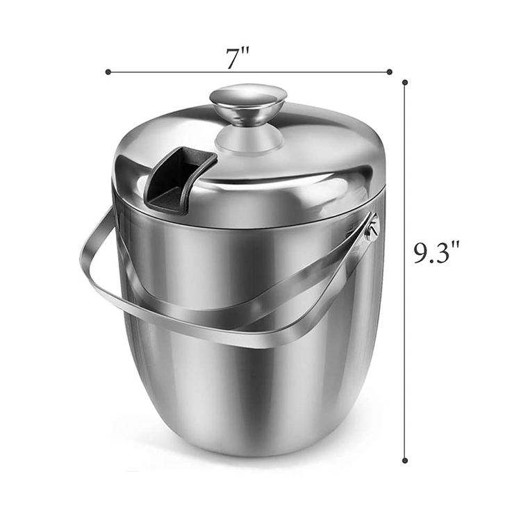 Eiskübel, isoliert mit Zange und Deckel, 3,4 Quart, für Partys und Bar, doppelwandig aus Edelstahl mit Sieb