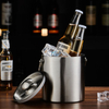 Tragbarer 3-Liter-Kühler für Champagner, Wein, Eiskübel, doppelwandiger Eiskübel aus Edelstahl mit Zange und verdicktem Deckel