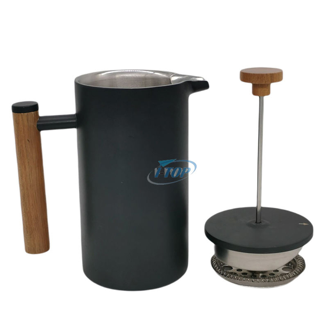 Schwarze Kaffeepresse aus Edelstahl, hitzebeständig, 350/800/1000 ml, doppelwandige französische Presse