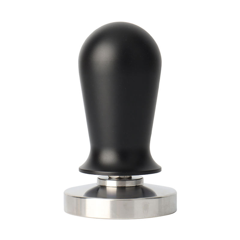 Espresso-Stampfer, Barista-Kaffee-Stampfer mit federbelastetem, 100 % flachem Edelstahl-Basis-Kaffee-Stampfer