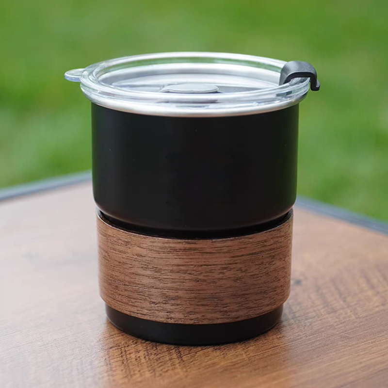 Tragbarer Kaffeebecher, 300 ml, einlagiger 304-Edelstahl, Bierkringelwasser, Campingbecher