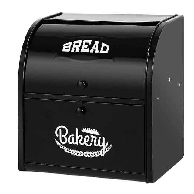 Brotkasten aus Edelstahl für die Küche, 2-lagiger, verstellbarer Brot-Aufbewahrungsbehälter mit Deckel, Make-up-Organizer-Box