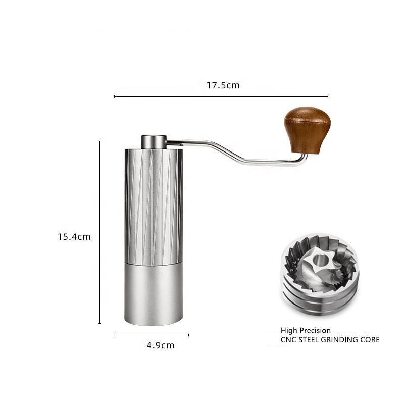 Manuelle Kaffeemühle mit Mahlwerk, Kapazität: 0,9 Unzen, konische Mahlmühle aus Edelstahl, feiner bis gröber, einstellbare Einstellung