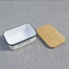Behälter aus Metall mit Deckel aus Bambusholz für die Küche, Aufbewahrungsbox aus Metall für Zucker und Käse, Butterdose