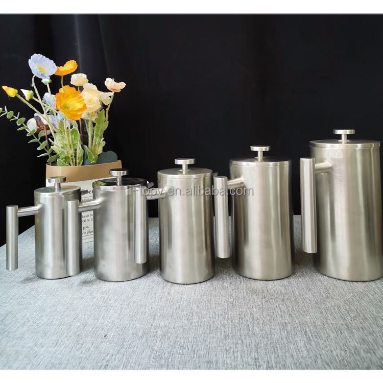 Kaffeepresse, 350/800/1000/1500 ml, spülmaschinenfest, doppelwandiger Edelstahl, French-Press-Kaffeemaschine