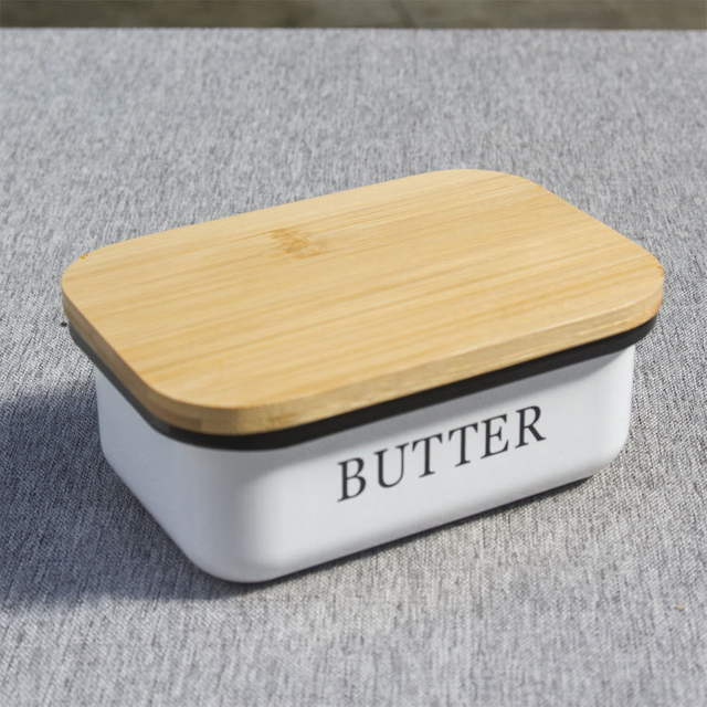 Großhandel, luftdichter Aufbewahrungsbehälter, Buche, Bambusdeckel, Metall, Zuckerkäse, Aufbewahrungsbox, Butterdose