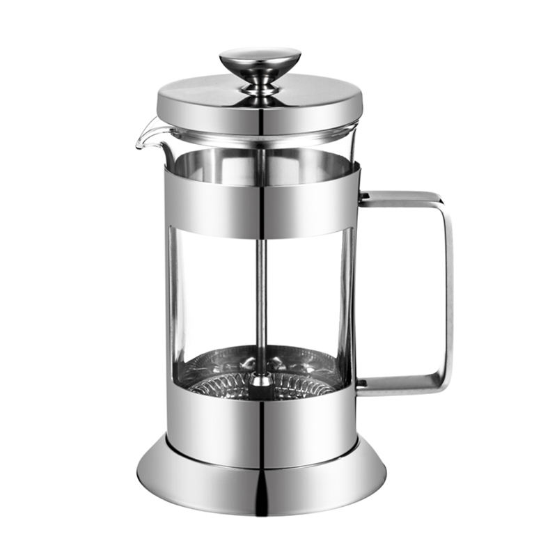 Neu eingetroffene French Press aus Glas und Edelstahl