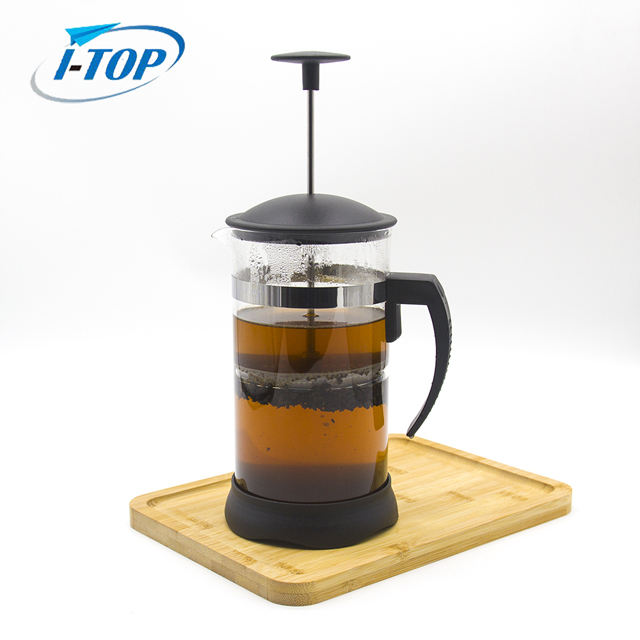 I-TOP GFP08, verbesserte, langlebige, hitzebeständige Kaffeekanne aus Glas, French Press mit Edelstahlständer und Griff