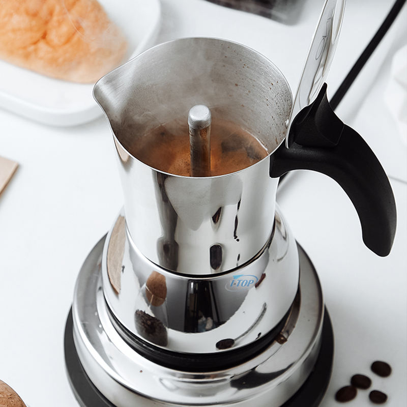 Edelstahl-Moka-Kanne Inox 18/8 Espressokocher Mokka-Kanne Wärmeinduktion verfügbar Nylongriff