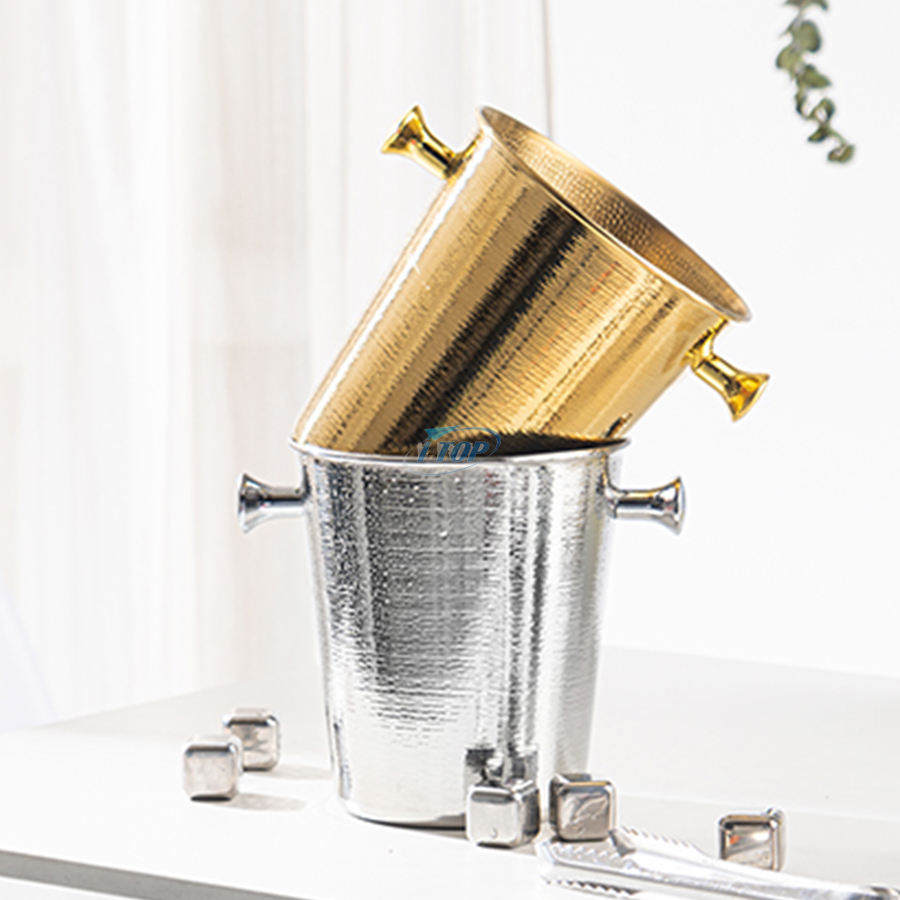 Benutzerdefiniertes Logo 5,35 Gallonen Edelstahl-Eiskübel Metallgetränkewanne Schnur-Eiskübel mit Deckel und Eisschaufel
