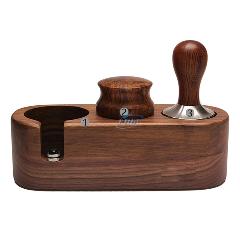 3 Löcher Holz Kaffeefilter Tamper Set Halter Holz Espressomaschine Zubehör Tamper Matte Ständer Tamper Station für Cafe Home Hotel Restaurant Bar