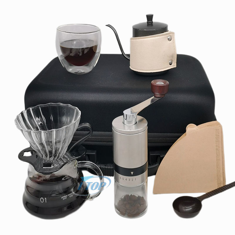 Heißer Verkauf Gießen Über Set V60 Kaffee Kit Mini Edelstahl Tragbare Hand Kaffeebohne Manuelle Kaffeemühle Großhandel
