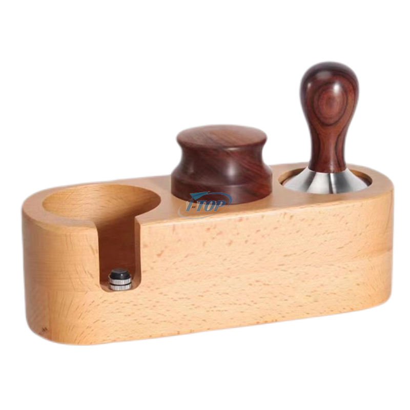 Espresso-Tampermatte aus Holz, Kaffeefilter-Tamperhalter aus Holz mit Kaffeestampfer und Verteiler, Espresso-Klopfbox für die Küche