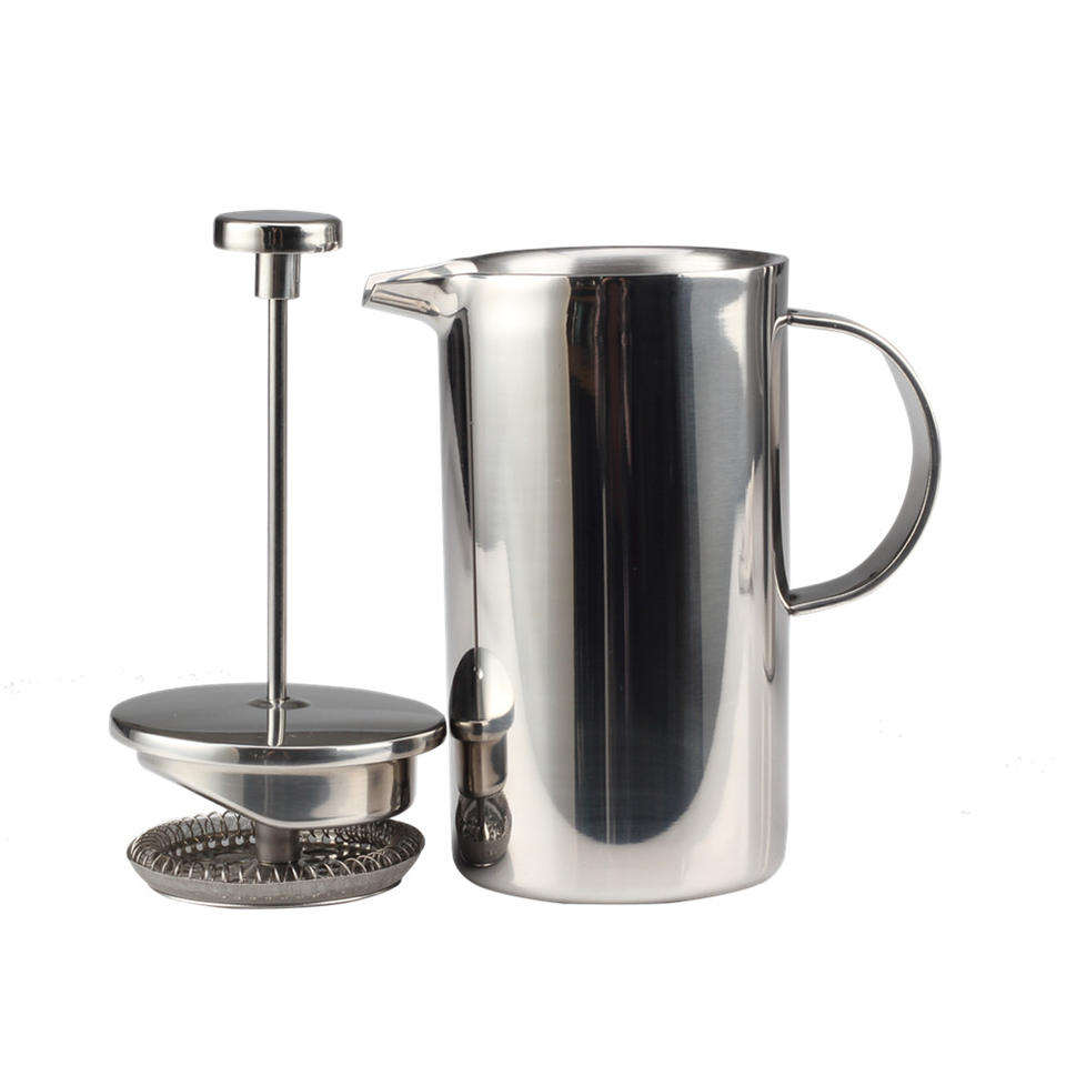 Tragbare French-Press-Kaffeemaschine der Güteklasse 304 aus Edelstahl mit doppelwandiger Isolierung, geeignet für den Hausgebrauch