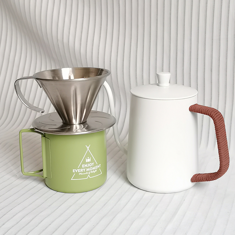 Edelstahl-Kaffeeset für den Außenbereich zum Übergießen von Kaffeetropfern, V60-Kaffee-Reisetaschen-Set