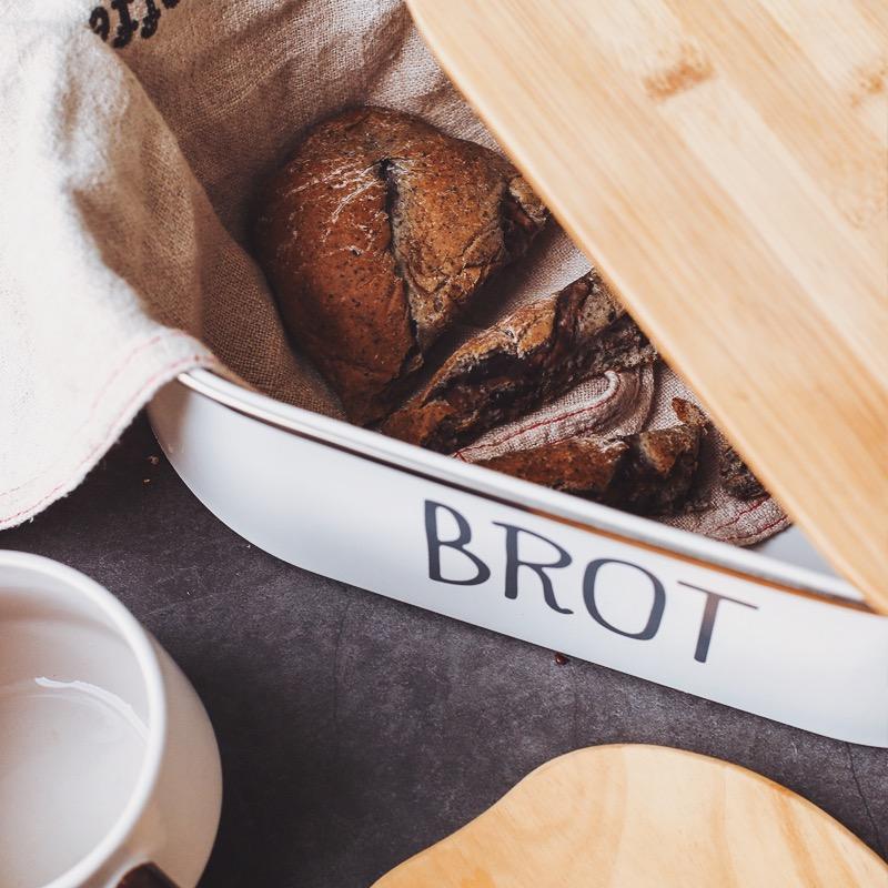 Neu eingetroffener moderner 2-in-1-Brotkasten mit Bambus-Schneidebrett-Deckel, sparsamer Brotkasten