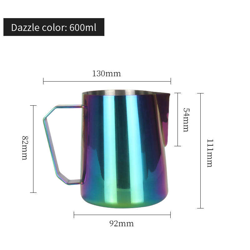 Milchkännchen, Barista, 600 ml, Edelstahl, Milchkännchen, Aufschäumbecher, Metall, für Kaffee, Espresso, dampfende Milchkännchen, Kaffeezubehör
