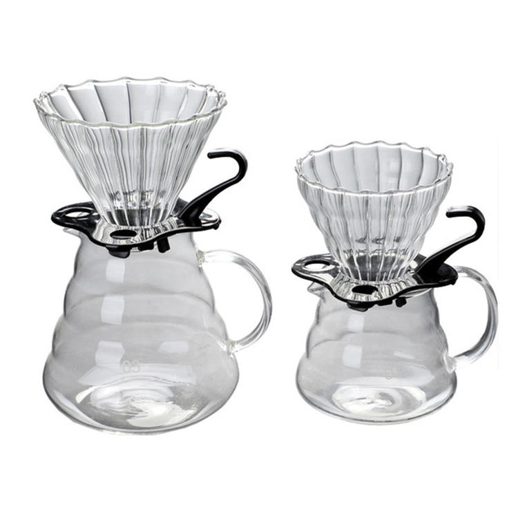 Heißer Verkauf Kaffee Dripper V60 Hitzebeständige Glas Kaffee Filter für Barista Kaffee Brühen Tasse 2-4Cups