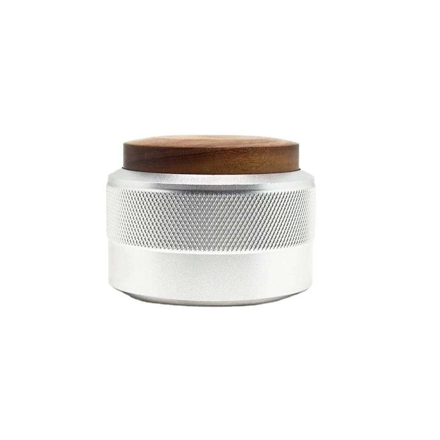 58 mm Kaffeeverteiler, Edelstahl-Kaffeeverteiler, Walnuss-Dekoration, höhenverstellbarer Kaffeeverteiler mit Holz