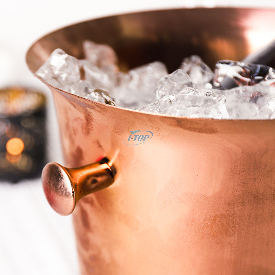 Benutzerdefiniertes Logo 3-Liter-Cocktailbar-Eiskübel Champagnerkühler Isolierte Eiskübel Edelstahl-Eiskübel Mit Griff