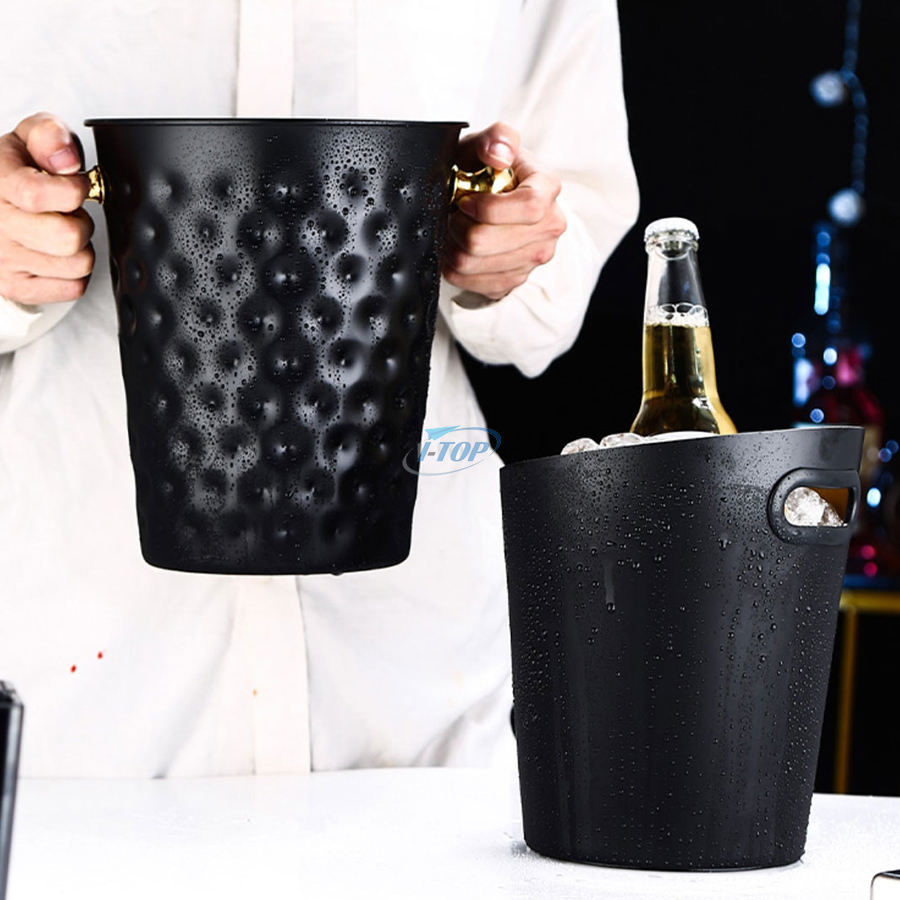 Bar Tools Tragbarer Bierfasskühler Champagner Weinkübel Doppelwandiger Eiskübel aus Edelstahl für Buffettreffen im Freien