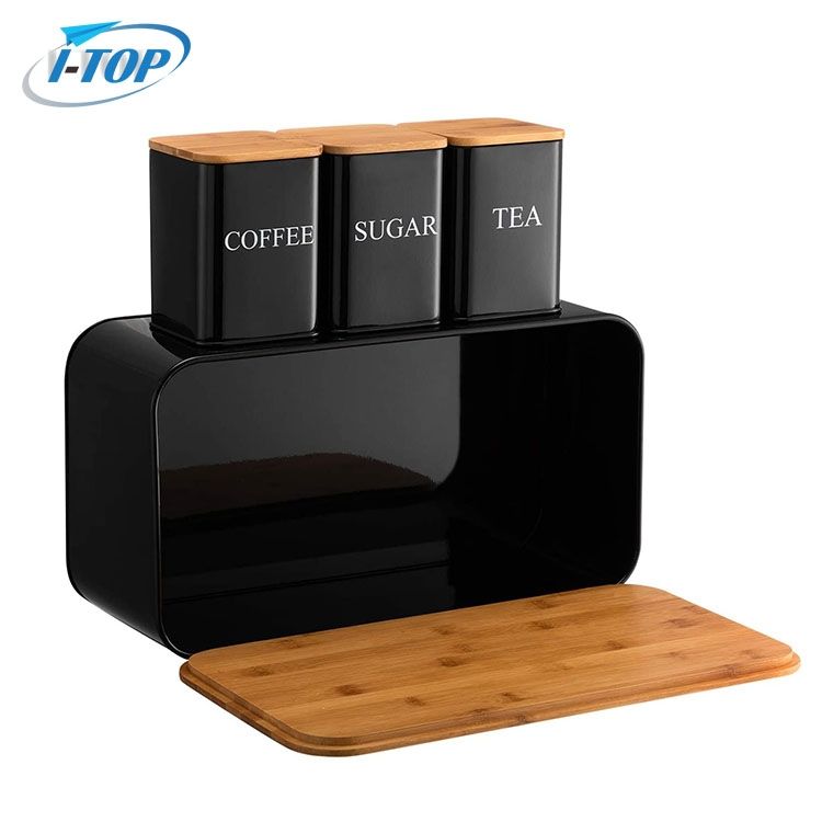 Home Kitchen Platzsparende, extra große, vertikale Aufbewahrungsbox für Toastbrot aus Metall und Edelstahl mit Bambus-Schneidebrettdeckel
