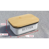 Behälter aus Metall mit Deckel aus Bambusholz für die Küche, Aufbewahrungsbox aus Metall für Zucker und Käse, Butterdose